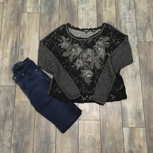 ⬇️ Miss Me embellished lace front top Small